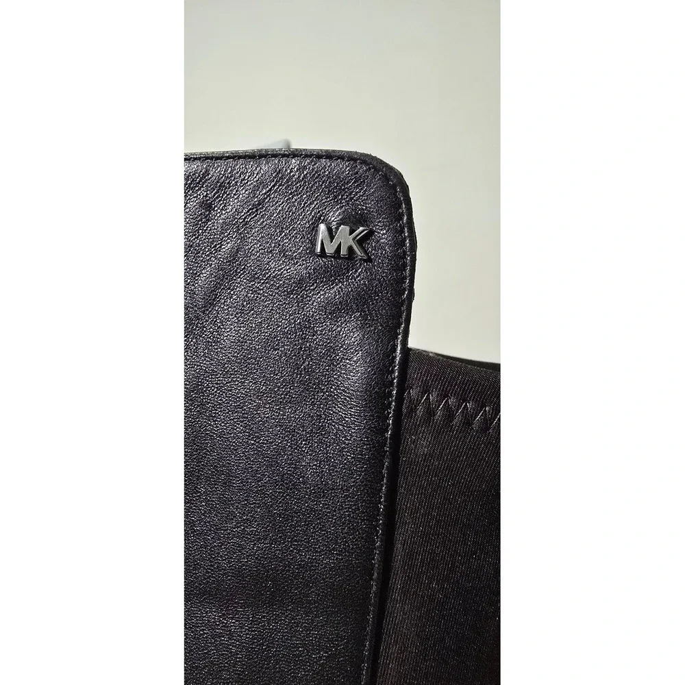 Michael Kors Black Leather Textile Tall Riding Boots PV21E Womens 8M Low Heel